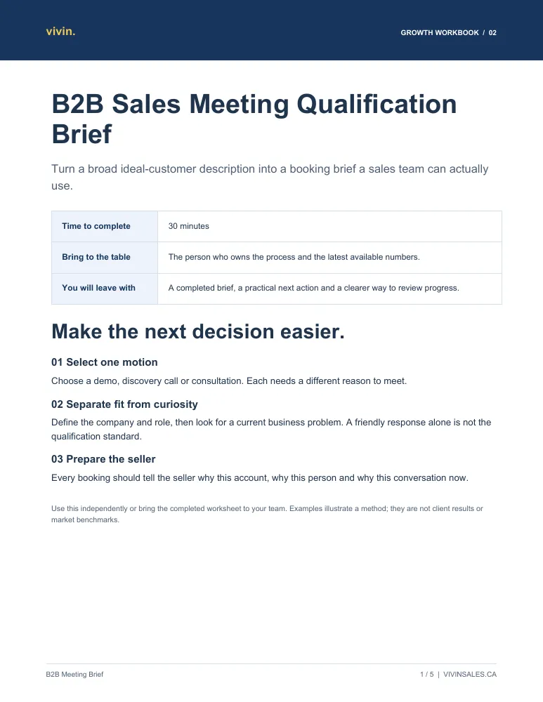 Preview of B2B Sales Meeting Qualification Brief