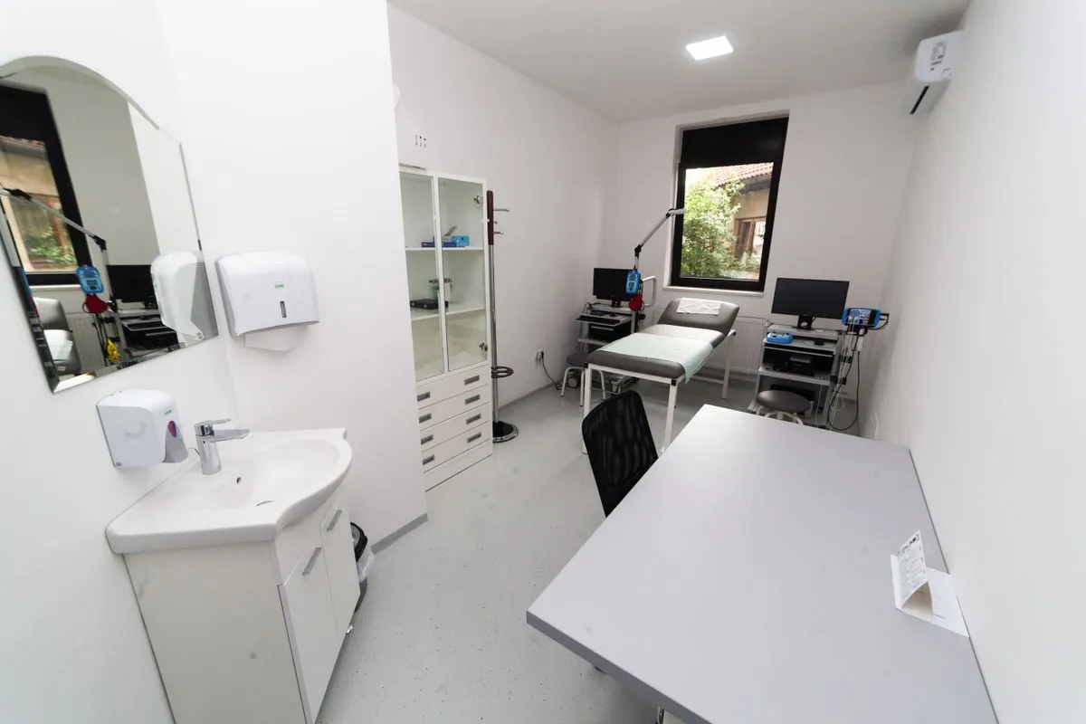 A furnished medical consultation room