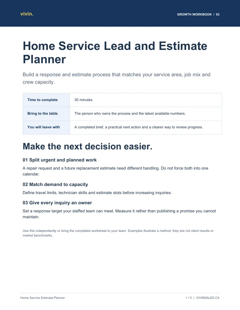 Preview of Home Service Lead and Estimate Planner