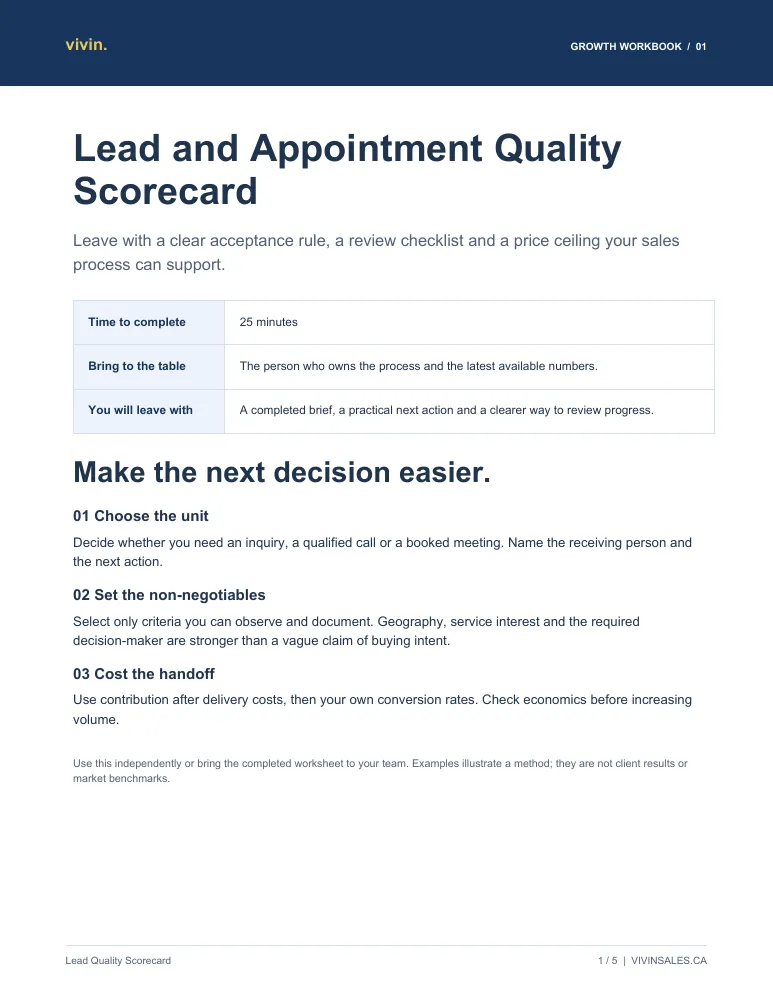 Preview of Lead and appointment quality scorecard