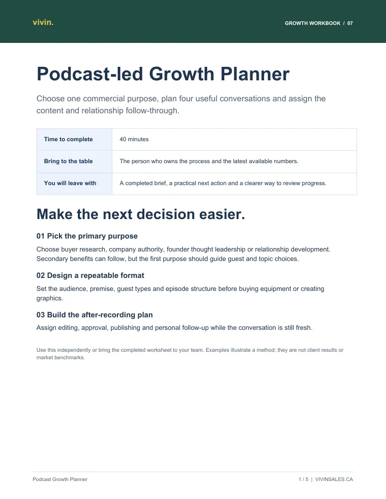 Preview of Podcast-led Growth Planner