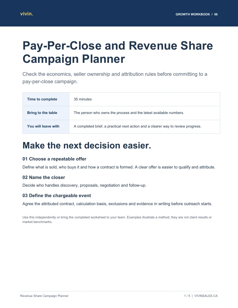 Preview of Pay-Per-Close and Revenue Share Campaign Planner