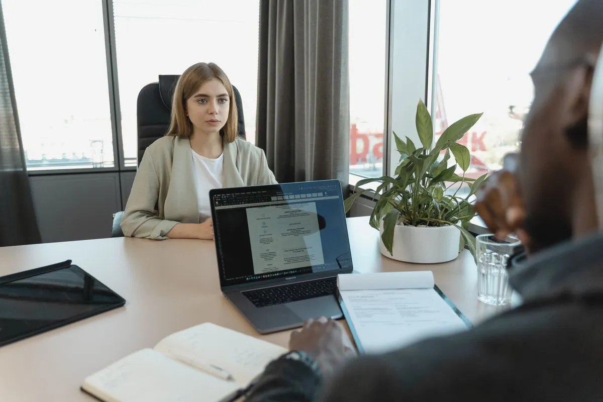 A candidate attending an office interview